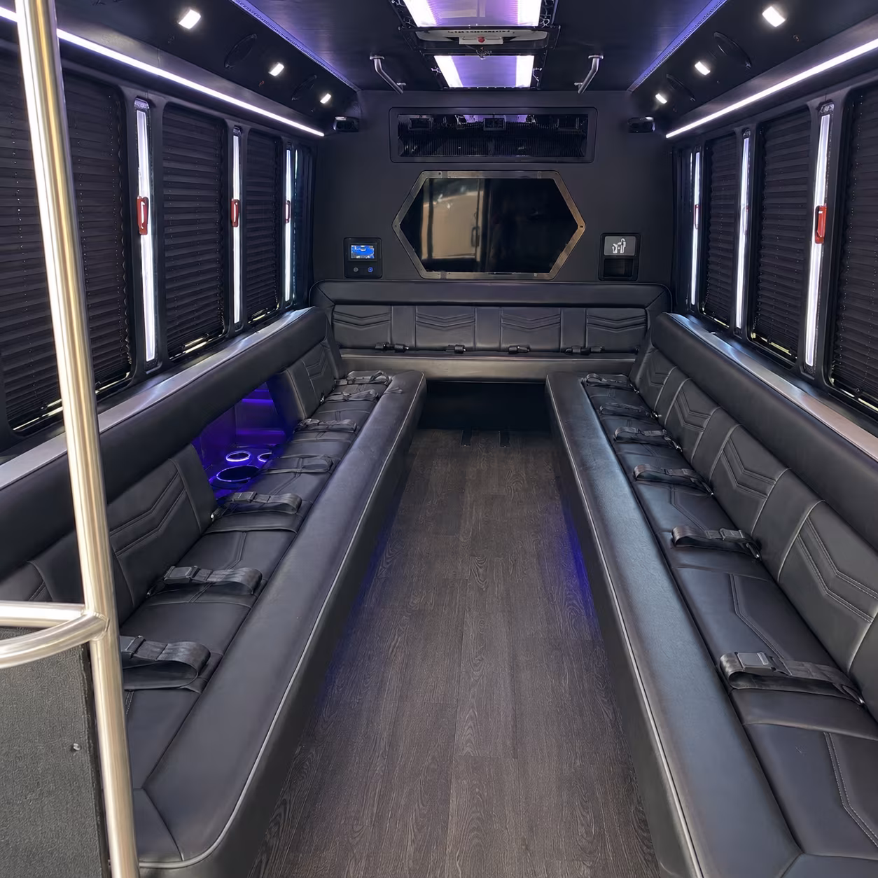 cypress 18 passenger party bus interior