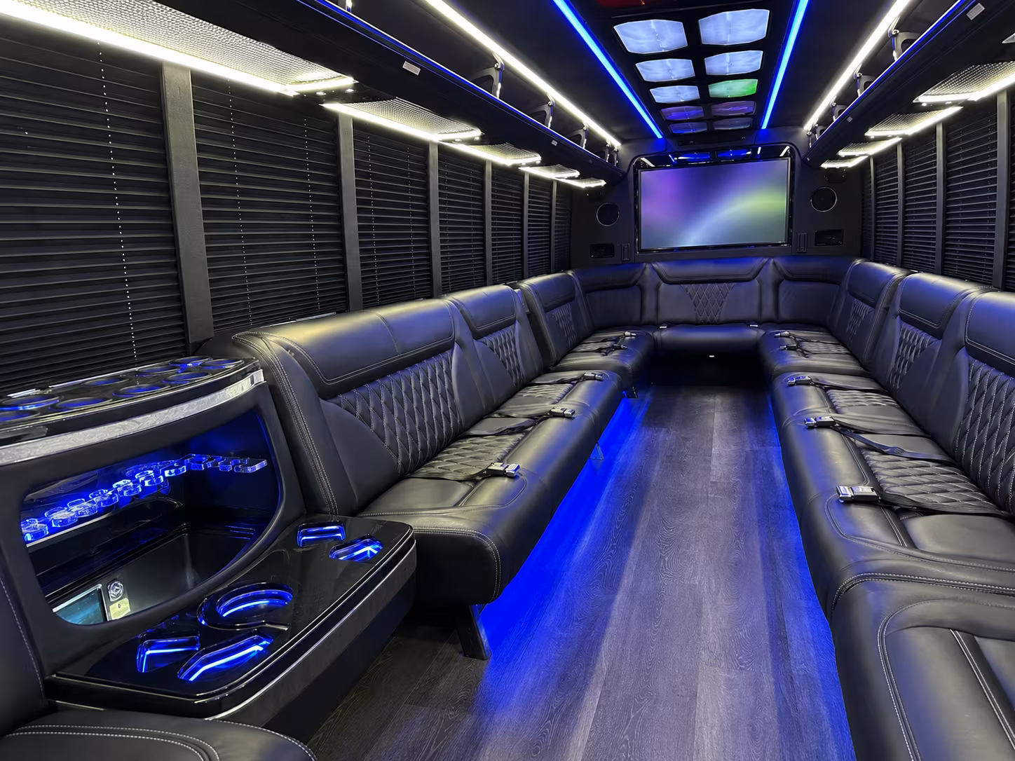 cypress 20 passenger party bus inside