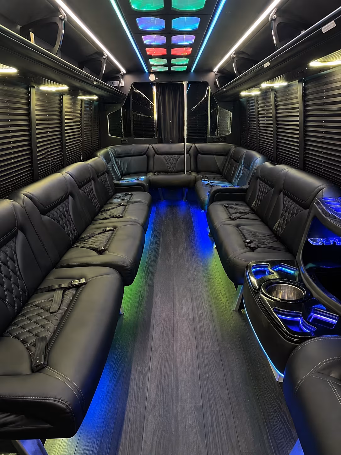 cypress 20 passenger party bus interior