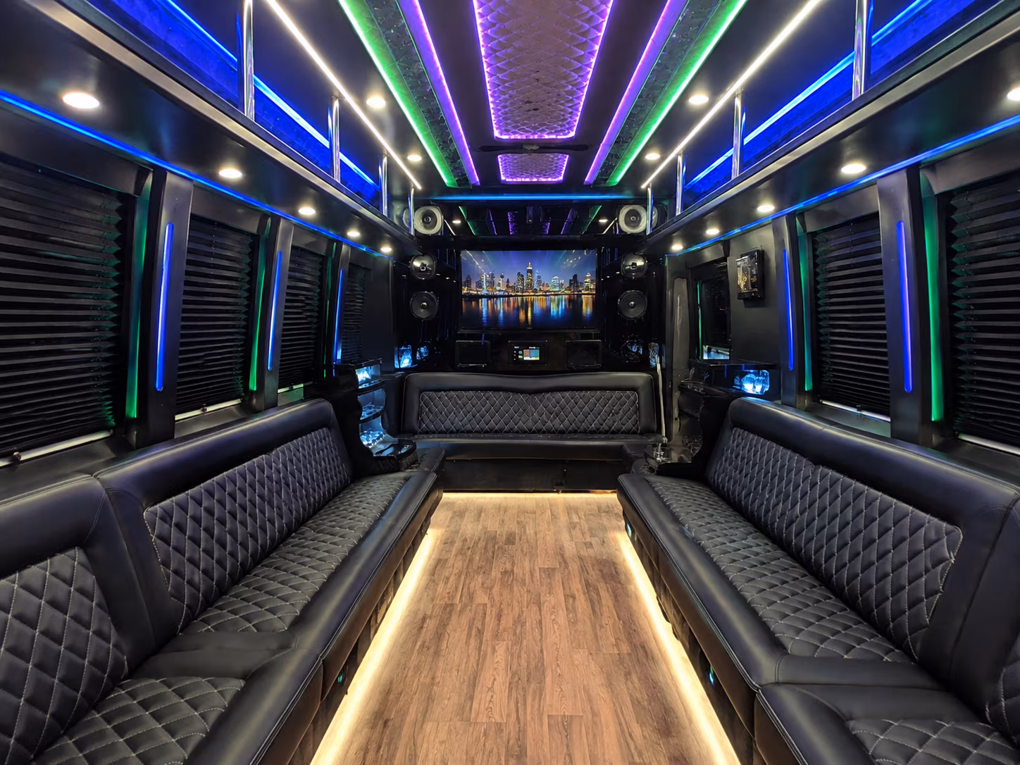 cypress 25 passenger party bus interior