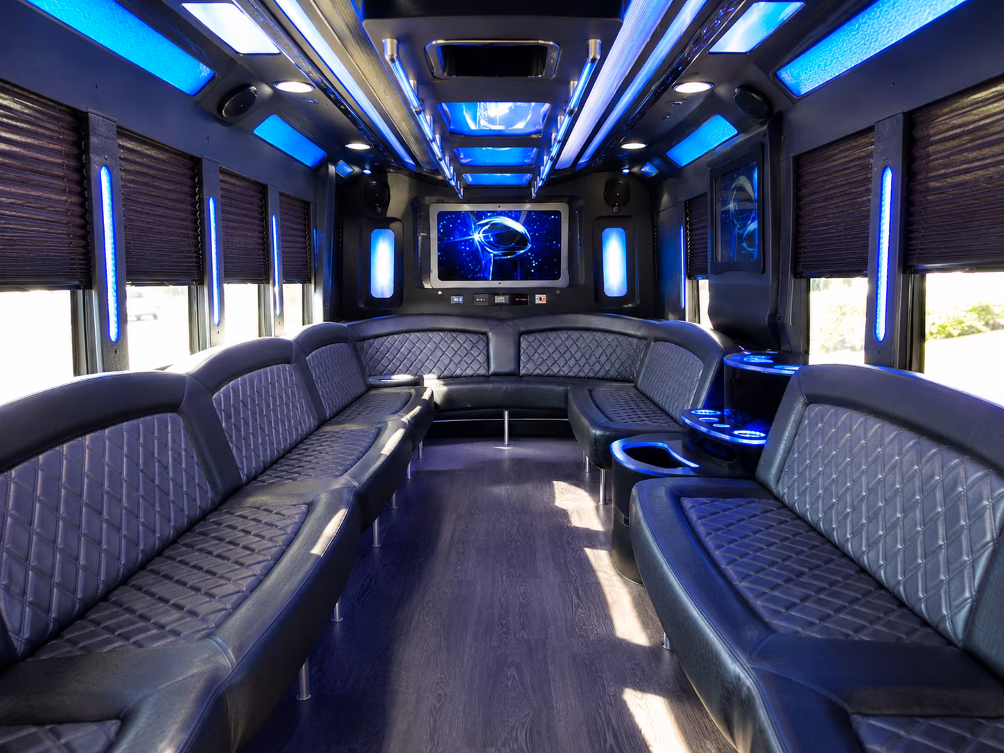 cypress 28 passenger party bus inside