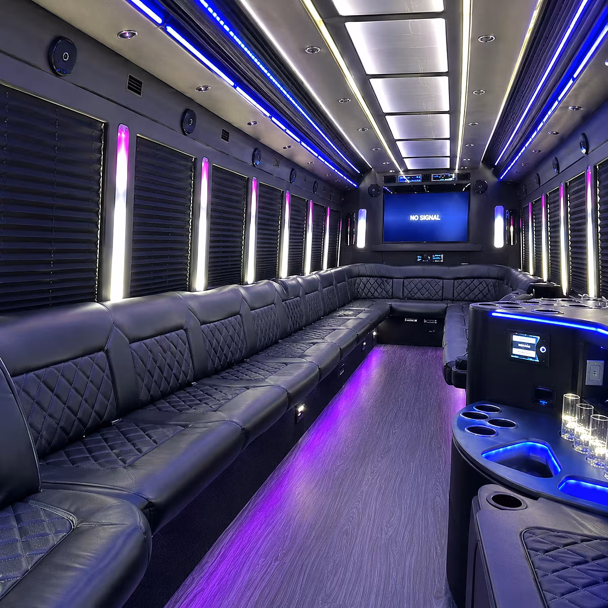 cypress 30 passenger party bus inside