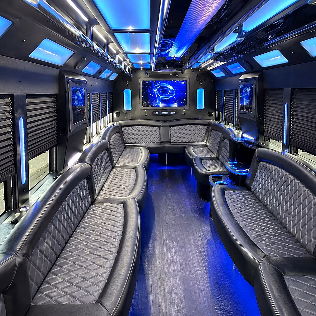 cypress 50 passenger party bus interior