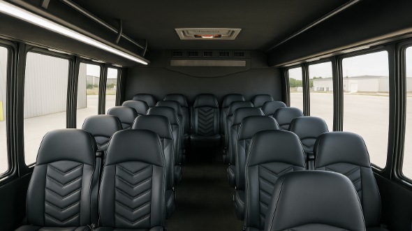 Interior of Charter Bus Company Garden Grove's 18 Passenger Minibus in Garden Grove