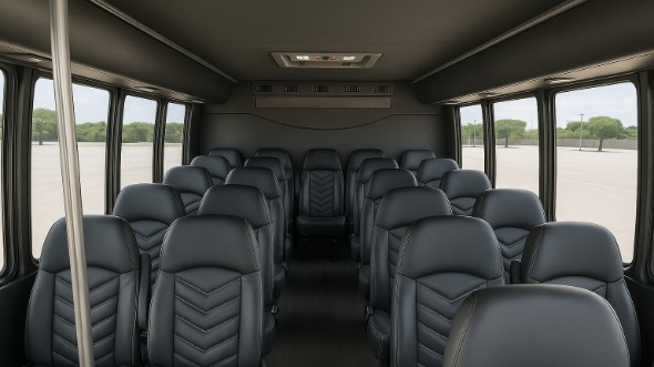 Interior of Charter Bus Company Garden Grove's 28 Passenger Mini bus in Garden Grove