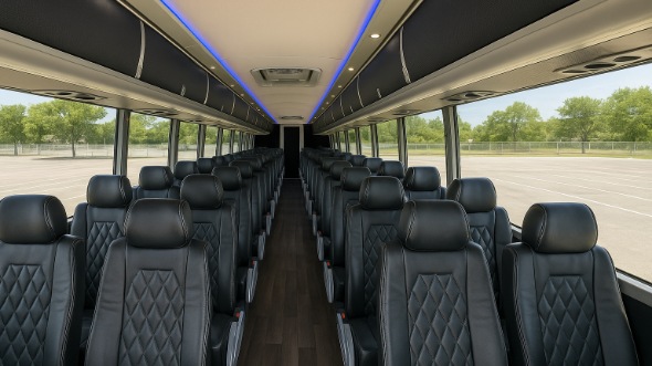 Interior of Charter Bus Company Garden Grove's 54 Passenger Charter Bus in Garden Grove