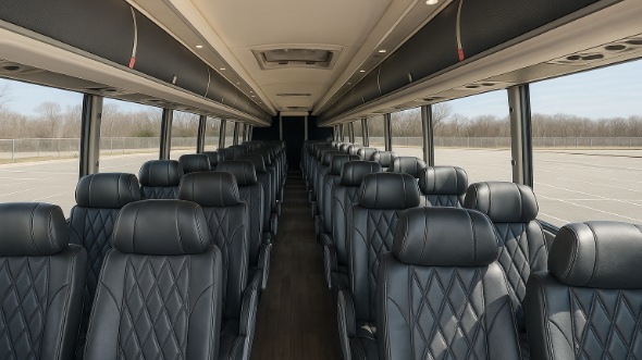 Interior of Charter Bus Company Garden Grove's 55 Passenger Charter Bus in Garden Grove