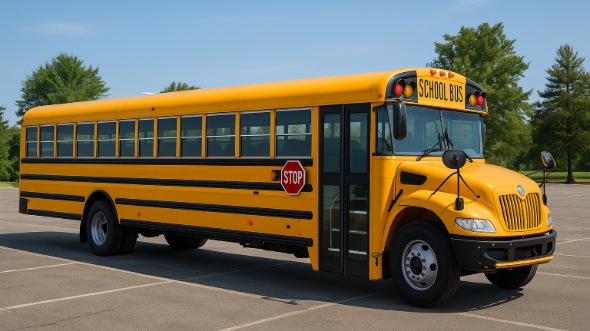Exterior of Charter Bus Company Garden Grove's School Bus in Garden Grove