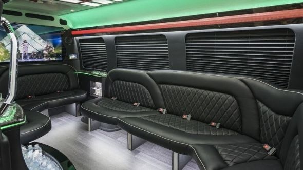 Interior of Charter Bus Company Garden Grove's Sprinter Limo in Garden Grove