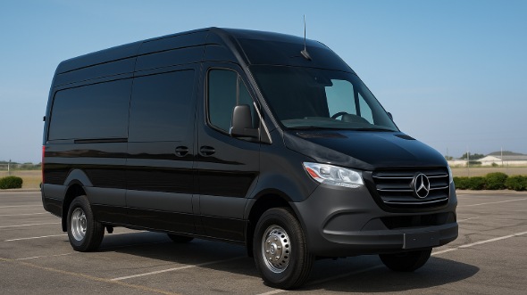 Exterior of Charter Bus Company Garden Grove's Sprinter Van Rental With Driver in Garden Grove